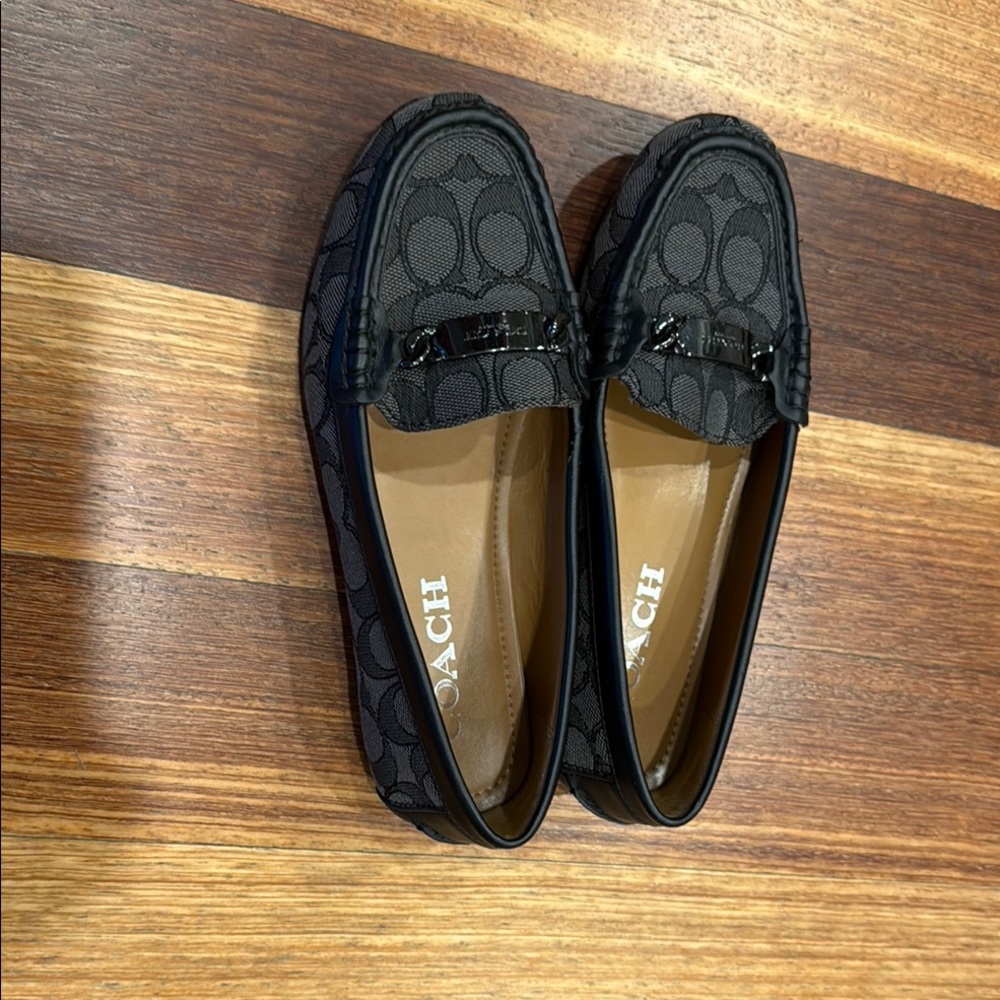 Coach Black Leather Loafers Classic Flats